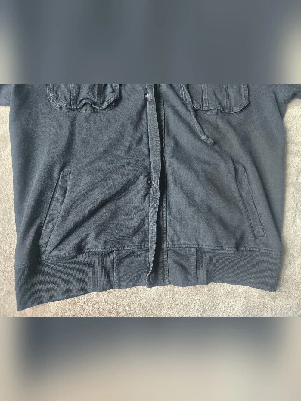RARE VTG Affliction hybrid hooded denim jacket Mens 2X Full-zip, Black, Y2K - Picture 3 of 16